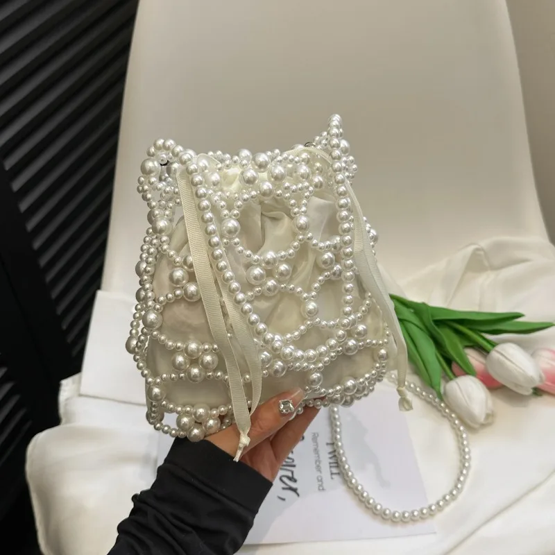 Beading White Bucket Shoulder  - đánh giá và giá Luxury Bags On Sales