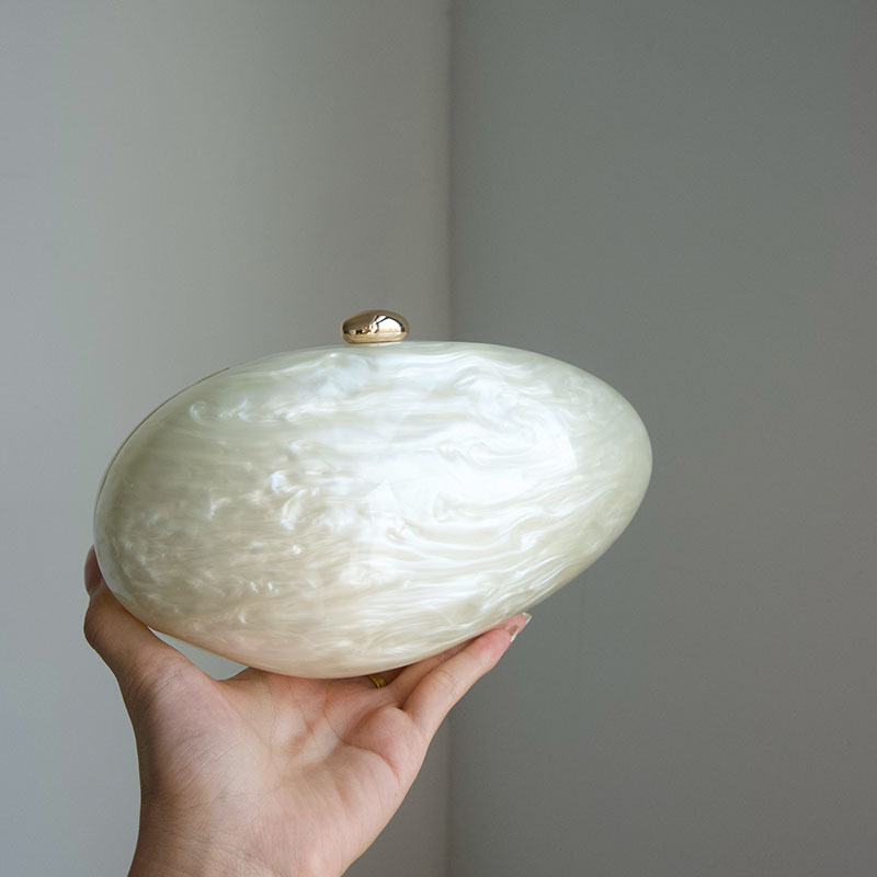 Oval Marble Beige Shell Acryli - đánh giá và giá Luxury Bags Cute