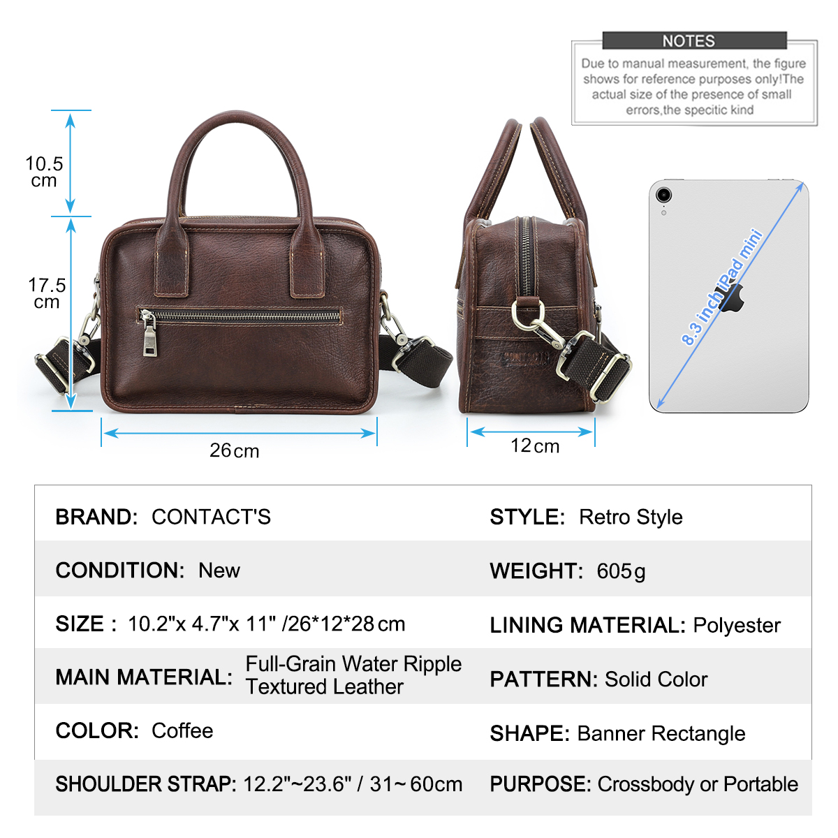 CONTACT'S Genuine Leather Men  - đánh giá và giá Luxury Bags Tote